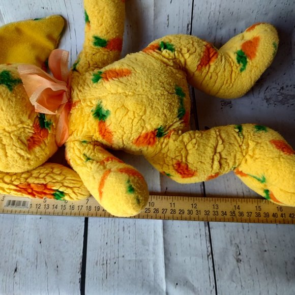 Petting Zoo Bunny Plush Yellow Carrot Print Fur 15" Stuffed Animal Easter - Picture 9 of 9